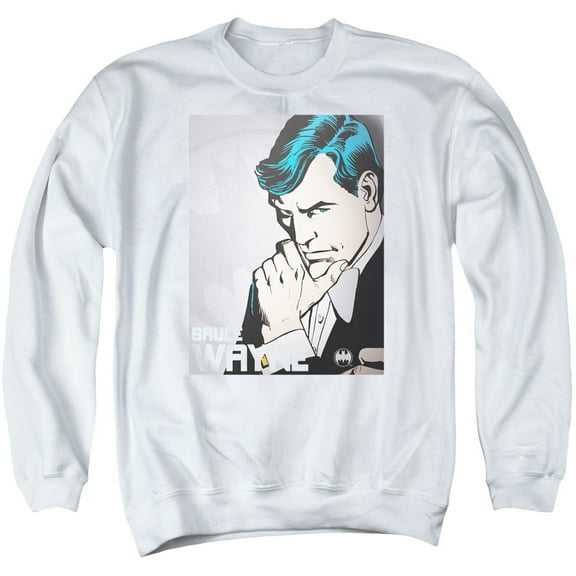 DC Comics Bruce Wayne Adult Crewneck Sweatshirt White