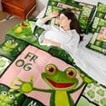 thumbnail image 4 of Castle Fairy Cute Animal Frog Bedding Comforter Set 7 Pieces for Preppy Child,Floral Lotus Full Bedding Set Lightweight,Geometric Plaid Fitted Sheet Flat Sheet,Ultra Soft Home Decor,Reversible, 4 of 8
