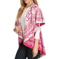 thumbnail image 4 of Sakkas Balie Reversable Printed Mid Weight Warm Poncho Throw Shawl / Cardigan - Rose / White - OS, 4 of 5