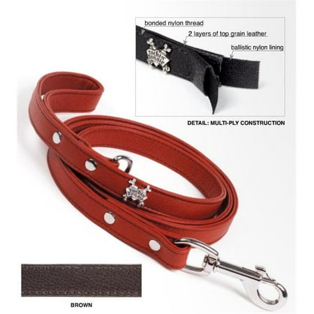 - Rockinft Doggie 844587010898 .75 in. x 5ft Leather Leash Plain - Brown