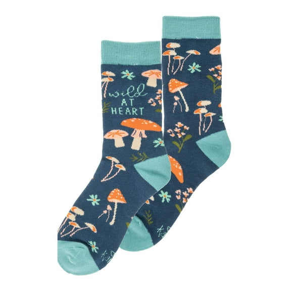 Karma Crew Socks, Cute and Funny Socks for Women, Bright and Colorful Designs, One Size Fits Most, Mushroom