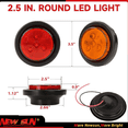 thumbnail image 2 of Ultimate 30 Pack 2.5" LED Trailer Marker Lights, 10Pcs Red 20Pcs Amber, Waterproof Round Reflex Design, 4 diodes High Bright, 12V Grommet & Wire for Boat, Truck, RV, Camper Trailers, 2 of 5