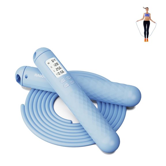 Halohop Skipping Rope With Calorie Counter, Adjustable 3m Skipping Rope With Counter For Exercise & Fitness, Tangle-free Rapid Speed Jumping Rope For Unisex (Blue) Pvc