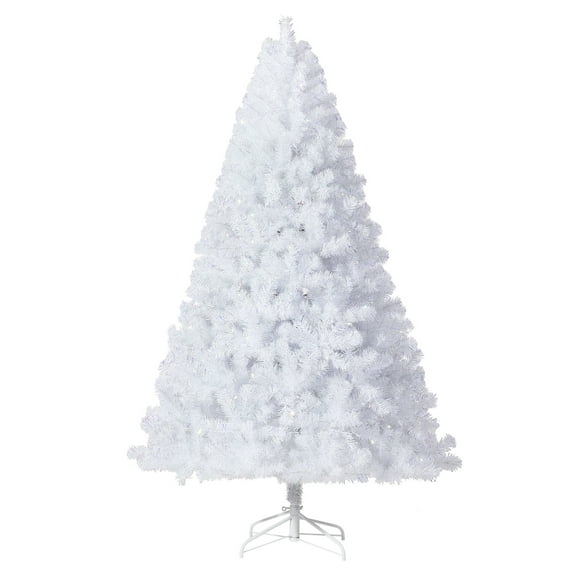7.5ft Pre-Lit Laser White Artificial Christmas Tree with 450 Warm White LEDs, Easy Assembly & Foldable Metal Base, Holiday Pine Tree Decor for Home & Office