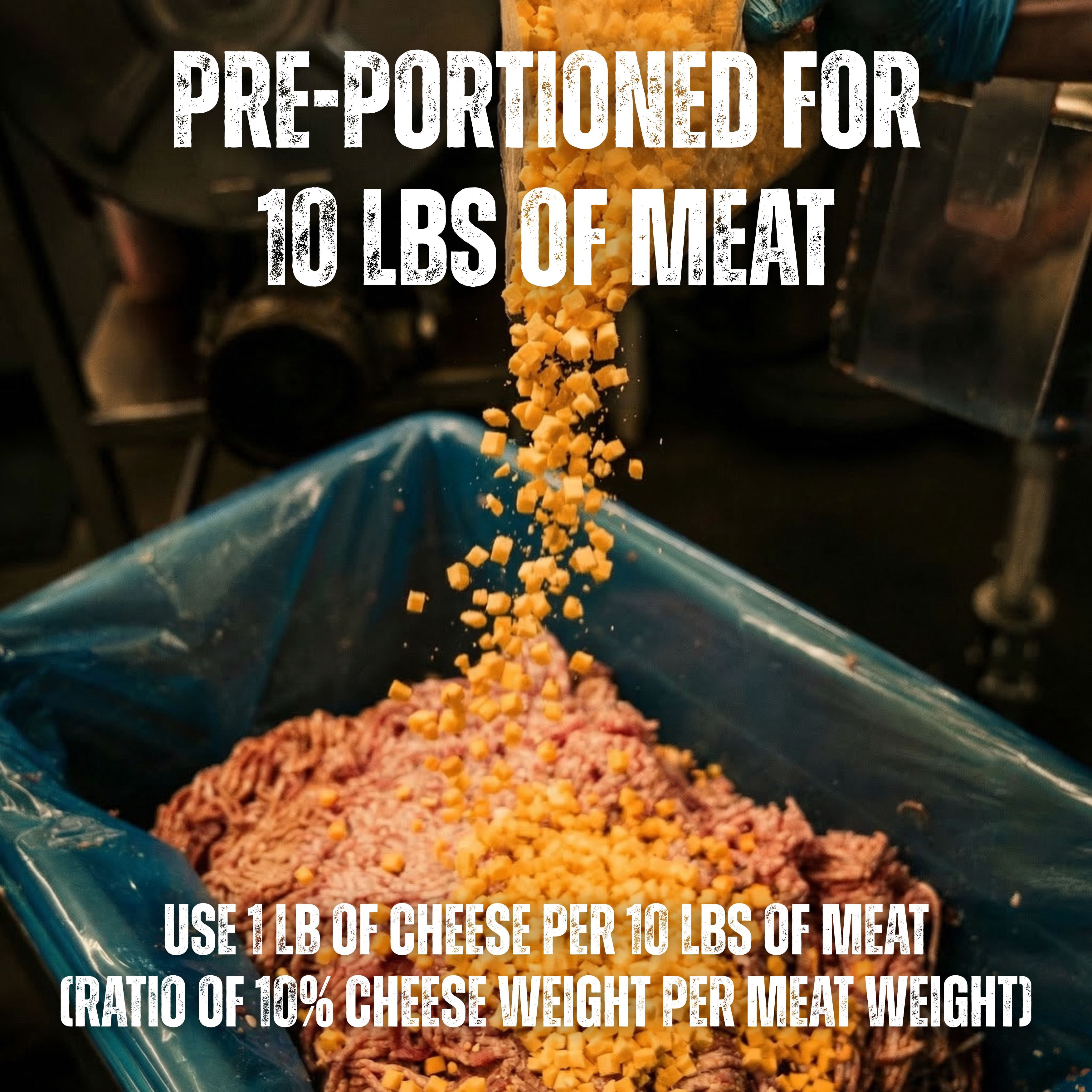 The Bearded Butchers High-Temp Cheddar Cheese, 1 lb Bag, 1/4-inch Cubes, Shelf-Stable, 400°F High Temp, for Sausage, Brats, Snack Sticks, Burgers
