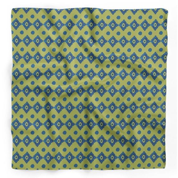Bimba Green Aztec Geometric Printed Pure Silk Scarf For Hair Neck Head Bandanas For Women 40 x 40 Inches