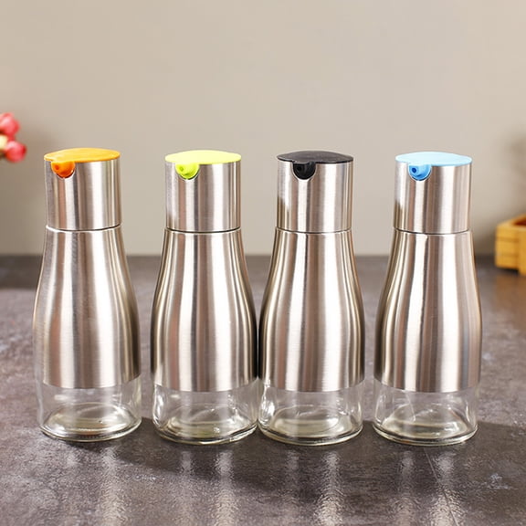 Black Stainless Steel Oil Dispenser Bottle with Sauce Pourer for Kitchen and Home Use, Vinegar Container, Cooking Essentials
