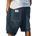 thumbnail image 4 of HKYNLAG Pacificozy Men's Shorts, Casual Corduroy Drawstring Elastic Waist, Summer Loose Fit Beach Shorts with Pockets Navy XL, 4 of 5