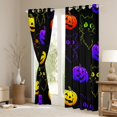 thumbnail image 2 of jejeloiu Funny Pumpkin Lantern Black Out Curtains,Halloween Theme Curtains Pack of 2 (42x63 Each),Purple Yellow Black Bedroom Curtains For Teens Girl,Super Cozy Room Decor, 2 of 5