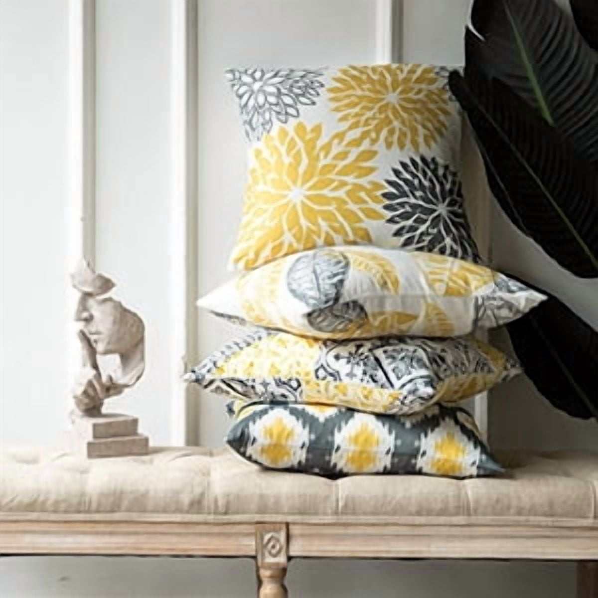 Phantoscope 20x20 Decorative Throw Pillow Covers, Yellow, Set of 4