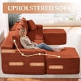 thumbnail image 3 of Aukfa 115" Cloud Sectional Sofa U Shape Modular Boneless Couch for Living Room, 2 Ottoman&Pillows, Corduroy, Orange, 3 of 9