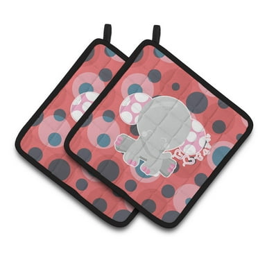 Caroline's Treasures Elephant Lots of Polkadots Pair of Pot Holders