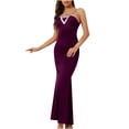 thumbnail image 1 of Vestido largo de fiesta sin tirantes sin espalda con empalme de color sólido sexy de verano para mujer Fridja  bnh305, 1 of 1