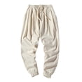 thumbnail image 2 of JTieacloth Mens Long Pants Summer Men's Solid Color Large Size Loose Cotton Linen Nine Minute Pants Harlan Pants Casual Pants White, 2 of 4