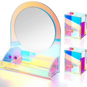 Magnetic Locker Accessories Acrylic Mirror with 2 Pen Holders for Home Office