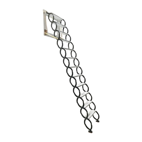 9.8ft Wall Mounted Loft Wall Ladder Stairs Folding Ladder with 12 Steps Al-Mg Alloy 500lbs Capacity Black