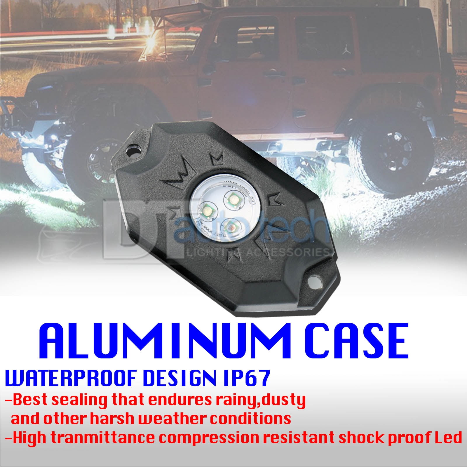 6 LED Rock Lights Aluminum Wireless w/Bluetooth Music RGB Color Accent Under Car