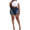 thumbnail image 5 of Gocolloa Women Plus Size Jean Shorts Sexy Stretchy High Waisted Frayed Raw Hem Denim Shorts Royal Blue 26W, 5 of 5
