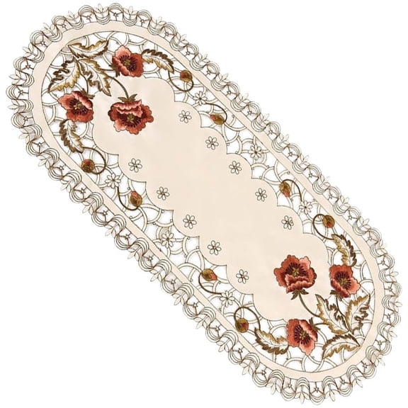 Embroidered Table Runner European Style Hollow Tablecloth Placemat Decor Flower Embroidered Table Runner for Wedding Banquet