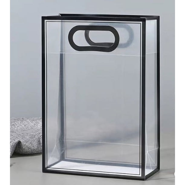 Zhuge Flores frescas, bolsa de embalaje de caja de regalo, bolso de mano de PP mate transparente, flores frescas, regalos y bolso de regalo adjunto (negro, 18 * 8 * 26 cm)