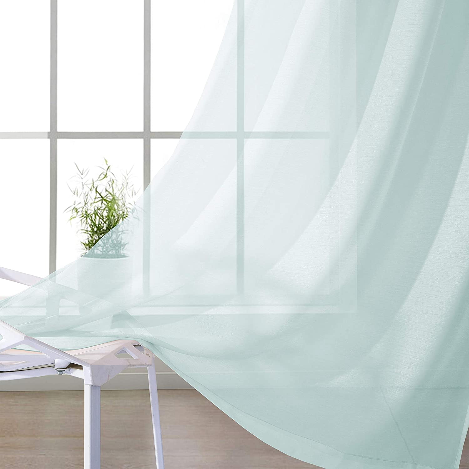 Dainty Home Malibu Textured Semi-Sheer Grommet Top Curtain Panel Pair, 108" x 84" In Aqua