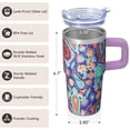 thumbnail image 3 of 20oz Stainless Steel Bohemian Travel Mug with Handle, Vacuum Insulated Tumbler, Comes with Straws & Leak-Proof Lid, Perfect Gift, 3 of 5