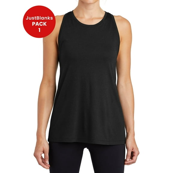 JustBlanks Women Tri Blend Racerback Wicking Tank with PosiCharge Tech