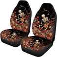 thumbnail image 5 of FOR U DESIGNS Skull Rose Spider Web Print Car Seat Cover 4 Pieces Non-Fading Car Seat Cushion Wear-Resistan Split Bench Compatible Car Interior Covers Automotive Accessories, 5 of 7