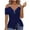 Dark Blue, variant on TKLPEHG Womens Tops V-Neck Zipper Cold Shoulde Top Loose Short Sleeve T Shirt Casual Fashion Comfy Summer Clothes Lightweight Solid Color Blouses (White,S)