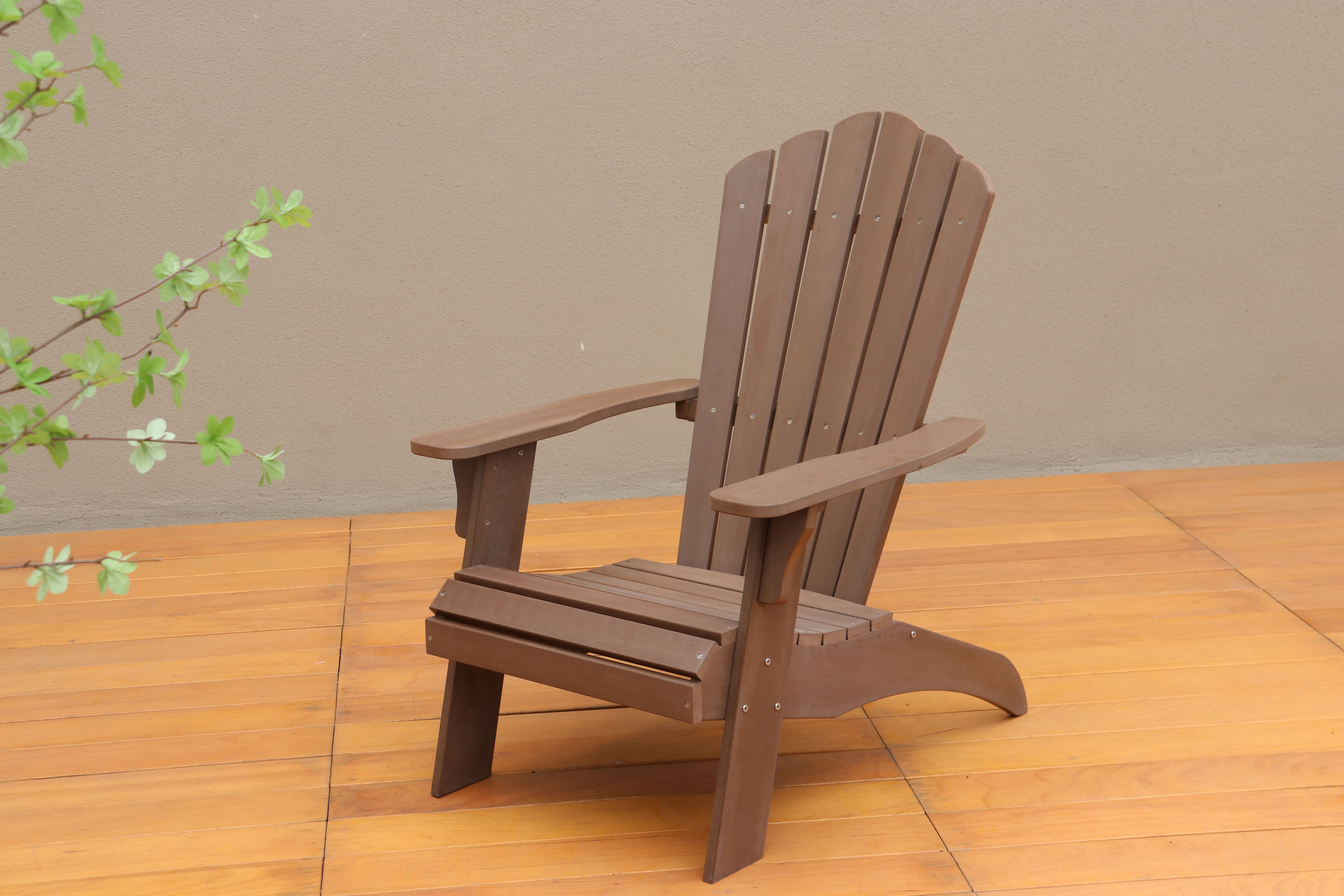 Modern Muse Polystyrene Adirondack Chair - Brown | Durable Outdoor Seating with Cup Holder | Weatherproof, Low Maintenance, and Stylish Design