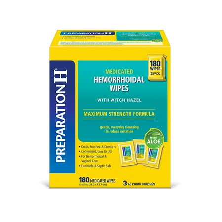 Preparation H Flushable Medicated Hemorrhoidal Wipes Pouch, Maximum Strength Relief With Witch Hazel And Aloe (144 ct.)