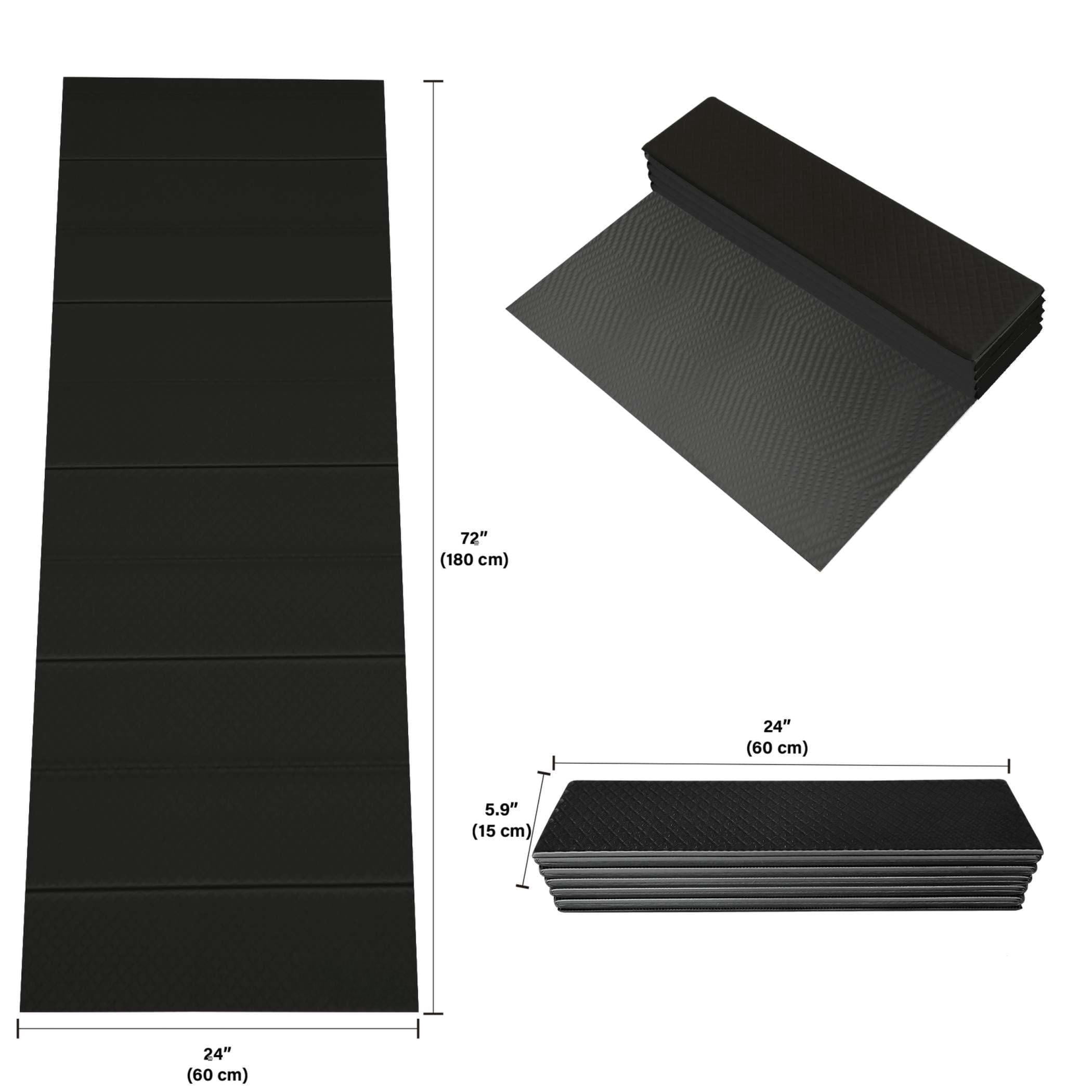 Yoga Exercise Mat Black 24" x 72" x 1/3" for Pilates Home Workouts Floor Exercises