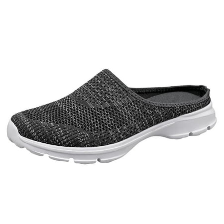 

Rdeuod Wide Shoes For Women New Style Large Size Flying Woven Half-Support Mesh Breathable Sandals Flip Flops