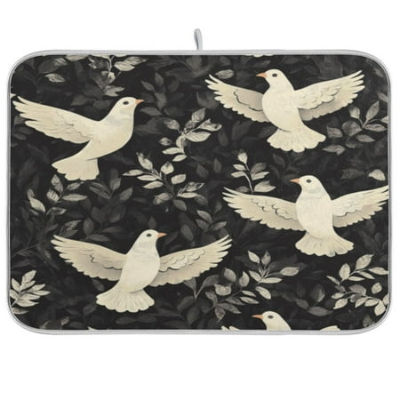 

Kitchen Drying Mat 18x24In Drying Dish Mat Dish Drying Mats Kitchen Countertop Multi-Function Drain Drying Mat Kitchen Table White Dove
