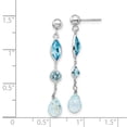 thumbnail image 2 of 14k White Gold Blue Topaz Post Earrings 41x5mm Wide Stud Earring for Women, 2 of 2