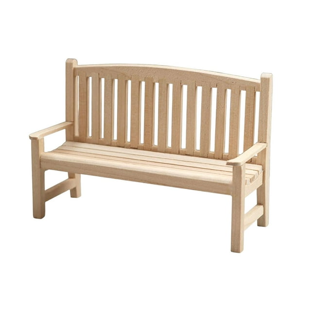 Banco de jardín en miniatura a escala 1:12, mueble decorativo de madera para exterior, modelo DIY asiento doble