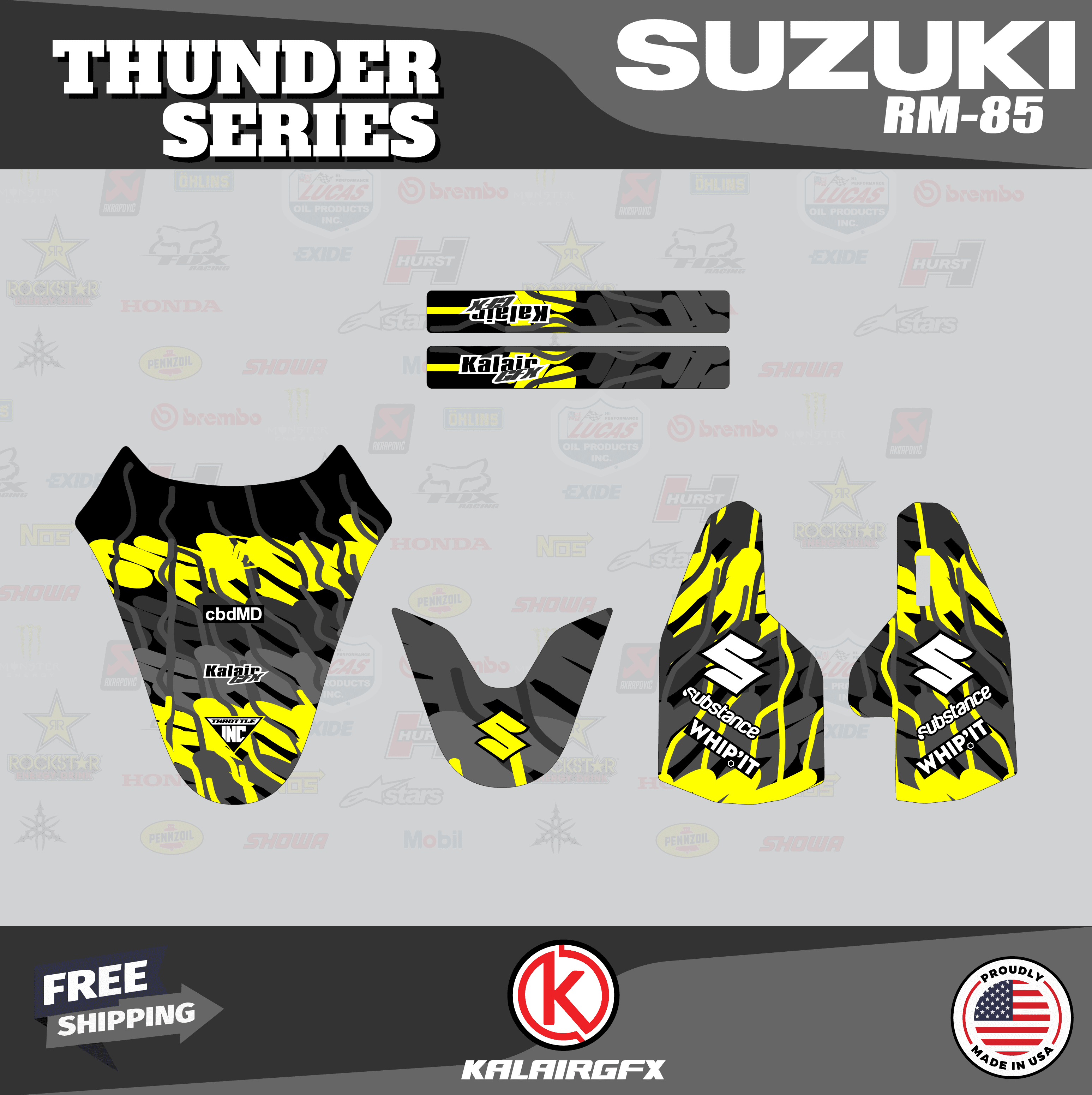 Kalair GFX Graphics Kit for Suzuki RM85 (2005-2023) Thunder Series