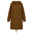 thumbnail image 4 of Women's Loose Fit Fleece Lined Winter Hooded Full Zip Long Sleeve Jacket Coat Casual Warm Outwear | CSEONE,Brown XL, 4 of 8