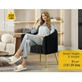 thumbnail image 3 of SEYNAR Oversized Glam Velvet Pumpkin Barrel Accent Chair,Modern Upholstered Cream Side Sofa Armchair for Living Room,Vanity(Black), 3 of 15