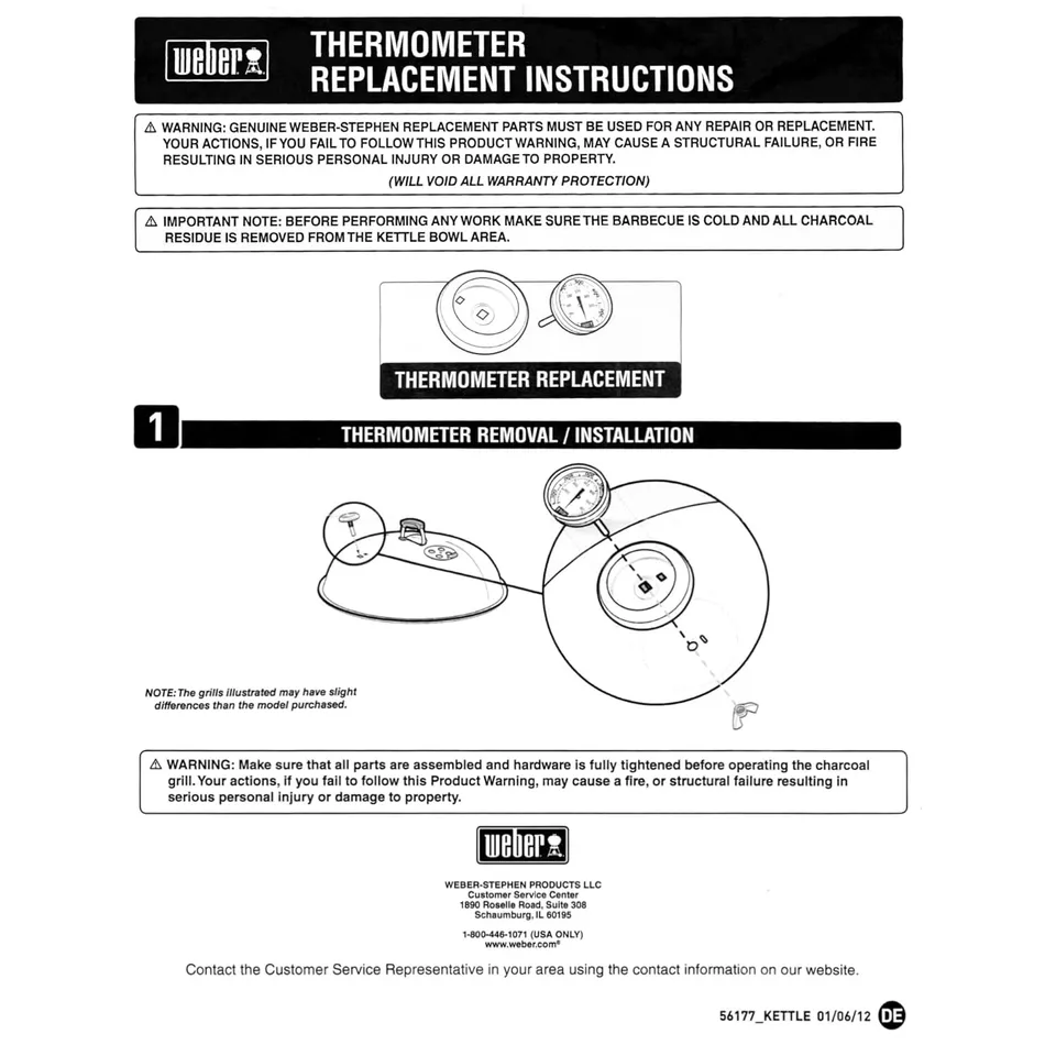 Weber 63029 Temperature Gauge for 22.5" Smokey Mountain Cooker