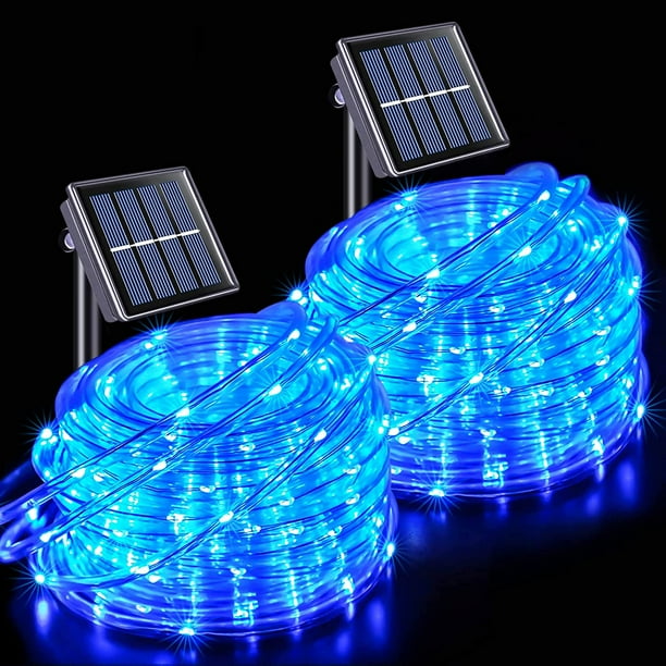 JMEXSUSS 2 Pack 100 LED Solar Rope Lights, IP65 Solar Rope Lights