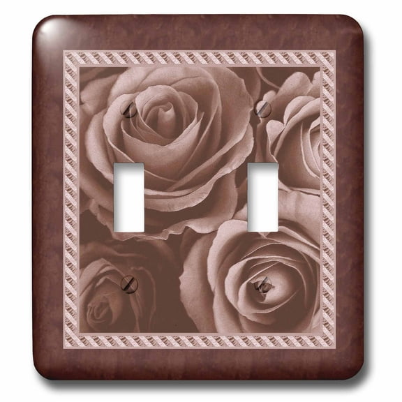 3dRose, Dark chocolate brown roses surrounded by a striped and marbelized frame, double toggle switch