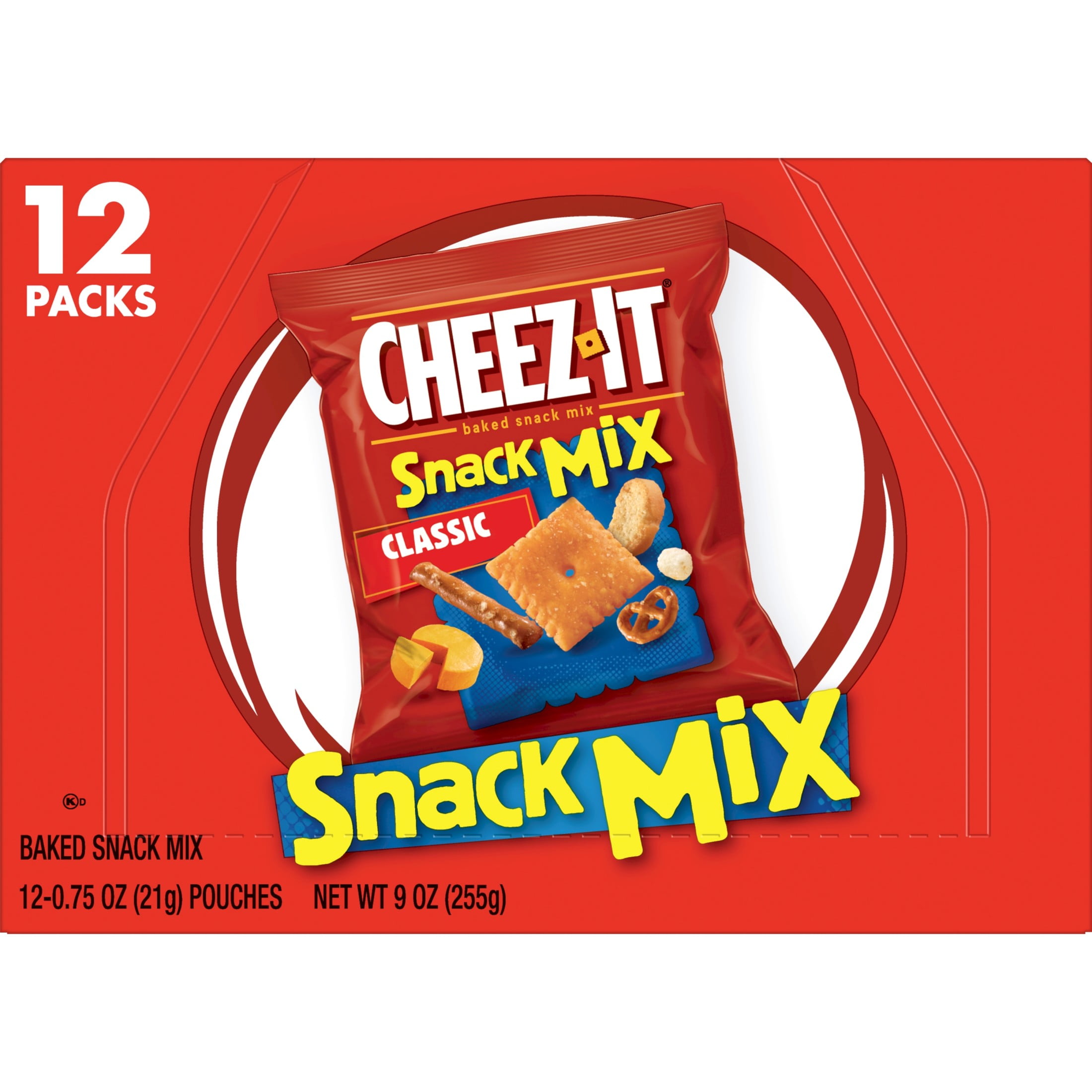 (4 pack) Cheez-It Classic Snack Mix, Lunch Snacks, 12 Count