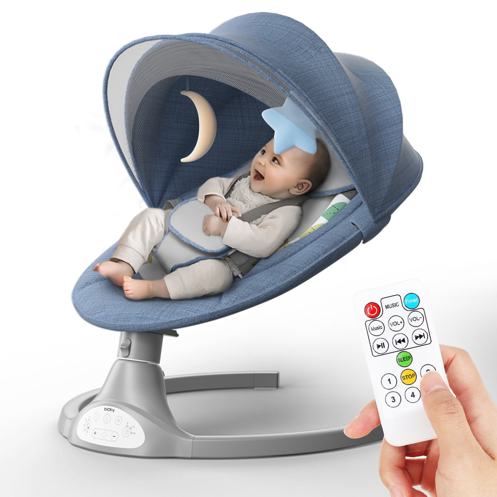 Electric Baby Swing and Bouncer with Bluetooth Music & Remote Control & Hanging Toys