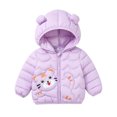 thumbnail image 2 of Spazoro Toddler Girls Hooded Puffer Jacket, Long Sleeve Zip Up Lightweight Animal Print Soft Warm Winter Outerwear for Little Girls Purple Size 3-4T, 2 of 9