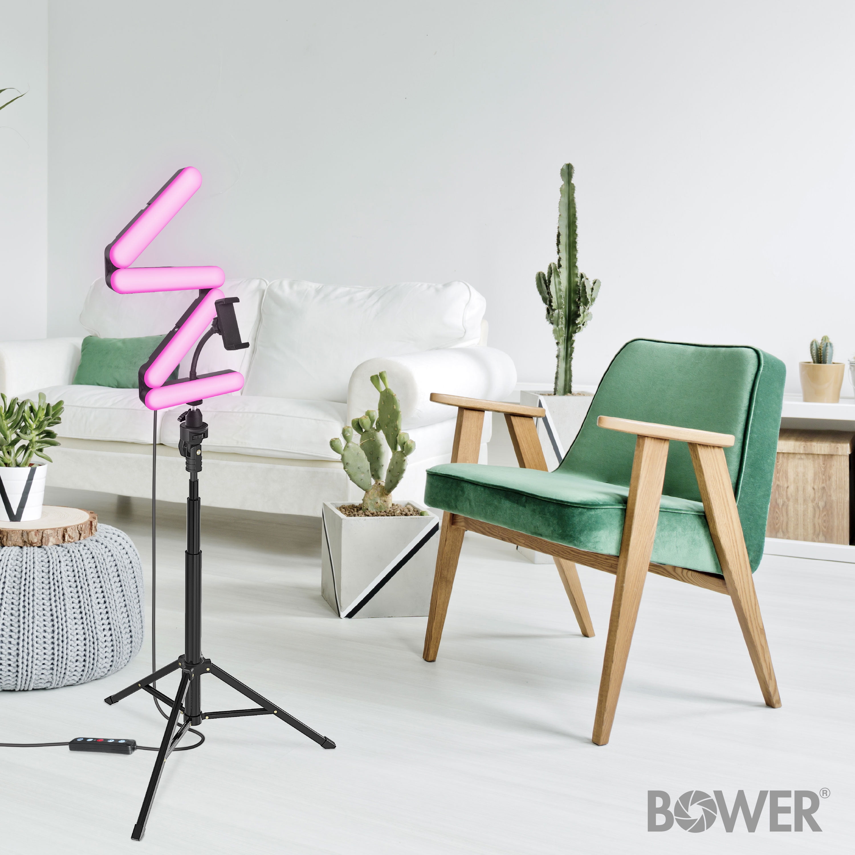 Bower Quad White and RGB LED Ring Light and Tripod; Black