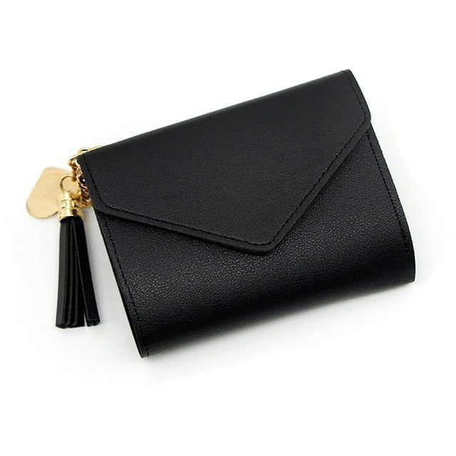 Monedero pequeño para mujer, tarjetero, Mini bolso plegable, bolso de viaje de moda, Clips de cuero PU