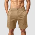thumbnail image 2 of idosla Men's Cotton Chino Shorts Casual Elastic Waist Drawstring 7 Inch Summer Beach Golf Shorts with Pockets (Khaki, L), 2 of 7