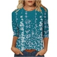 thumbnail image 1 of Birdeem Blouse pour Femmes T-Shirt Imprimé Mode Manches 3/4 Blouse Col Rond Hauts Décontractés, 1 of 1