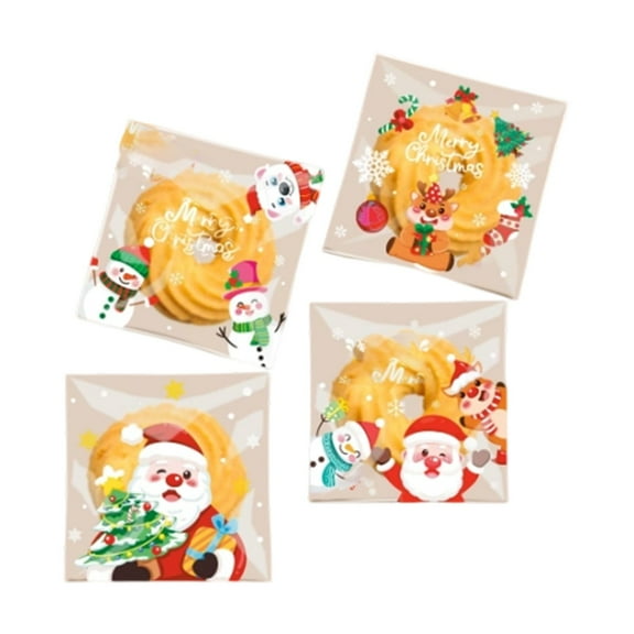 Gallickan Christmas Candy Bags, Adhesive Snack Packaging, Holiday Gift Bags for Sweets, Treat Bags for Nougat and Biscuits, Party Favor Containers for Snacks, Clear